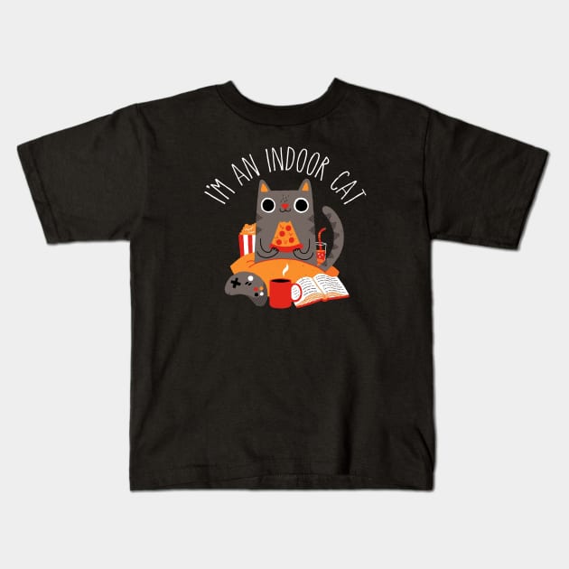 Indoor Cat Kids T-Shirt by DinoMike